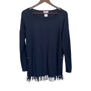 Lilly Pulitzer Navy Blue Fringe Sweater - Size Small
